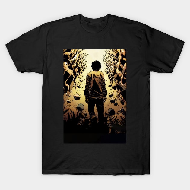 alone man walking to hell T-Shirt by osmankose